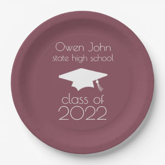 Class Of 2022 Graduation Cap (Maroon) Paper Plates