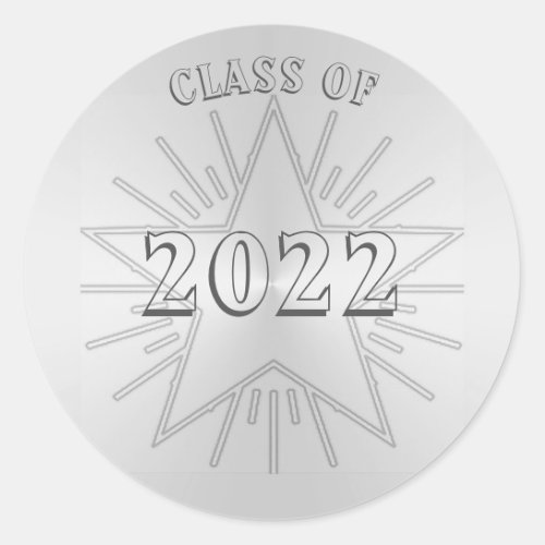 Class of 2022 Graduation Day by Janz Silver Star Classic Round Sticker