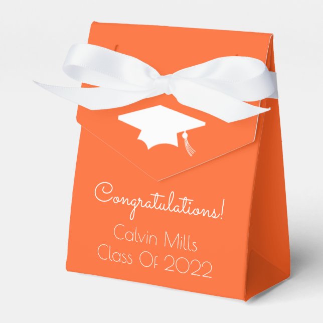 Class Of 2022 Graduation Favor Boxes (Orange) (Front Side)