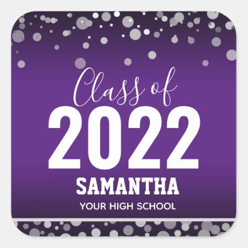 Class of 2022 Graduation Name and School Square St Square Sticker