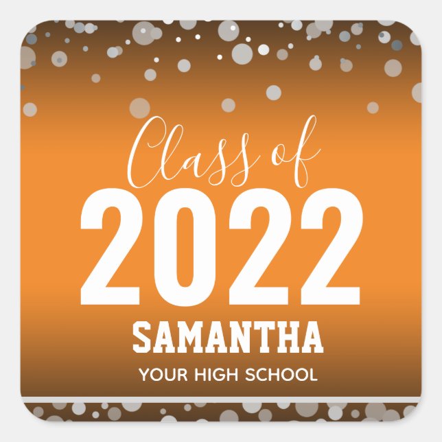 Class of 2022 Graduation Name and School Square St Square Sticker (Front)