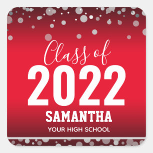 Class of 2022 Graduation Name and School Square Sticker