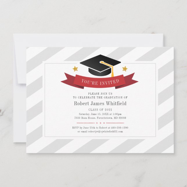 Class of 2022 Graduation Party Grad Cap  Invitation (Front)
