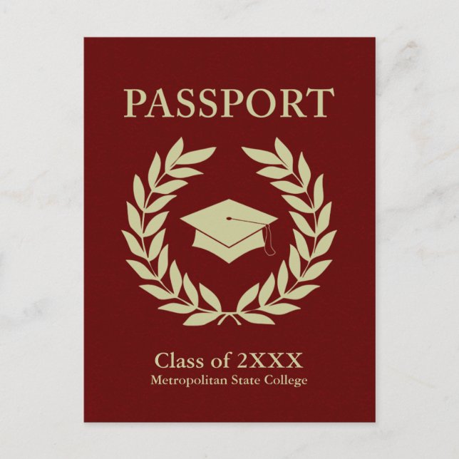 class of 2022 graduation passport announcement postcard (Front)