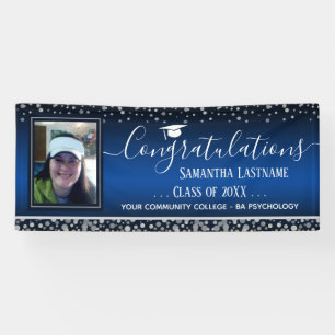 Class of 2022 Graduation Silver Confetti One Photo Banner