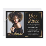 Class of 2022 Modern Black Gold Photo Graduation Invitation Class of 2022 Modern Black Gold Photo Graduation Invitation