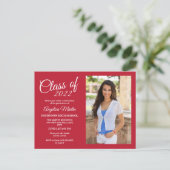 Class of 2022 Modern Chic Red Graduation Photo  Postcard (Standing Front)