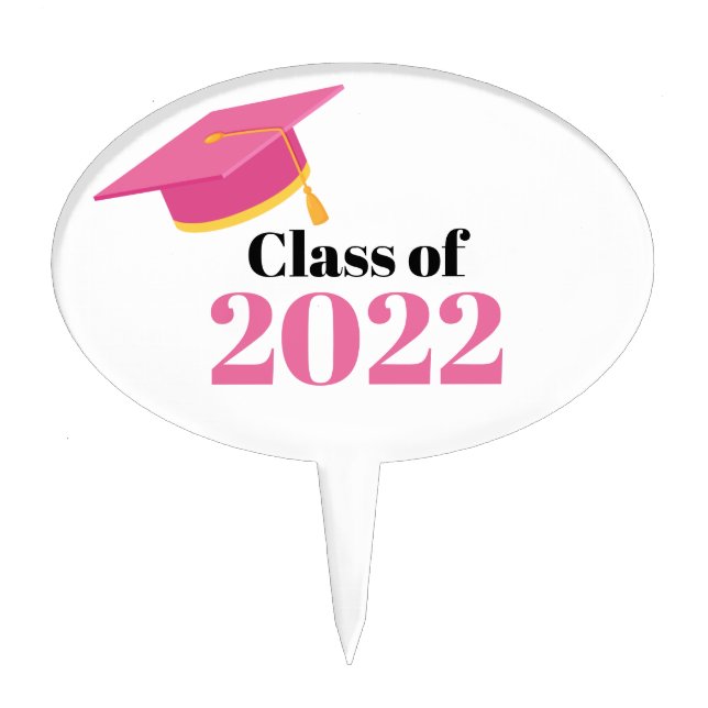 Class of 2022 Pink Graduation  Cake Topper (Front)