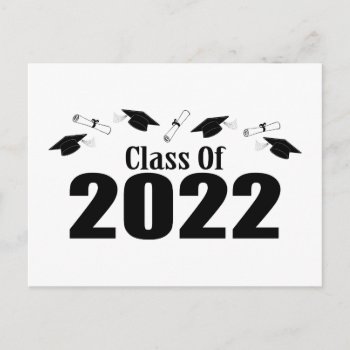 Class Of 2022 Postcard Invite (black Caps) by WindyCityStationery at Zazzle