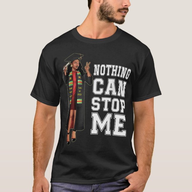 Class of 2022 Senior Graduation Stole Black Girl M T-Shirt (Front)