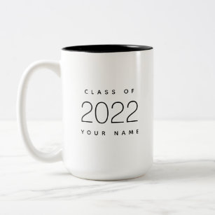 Class of 2022 Simple Modern Custom Black and White Two-Tone Coffee Mug