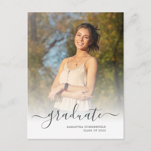 Class of 2022 Simple Modern Photo Graduation Announcement Postcard