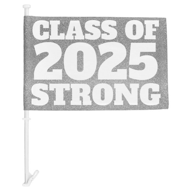 Class of 2022 strong silver glittery car flag (Front)