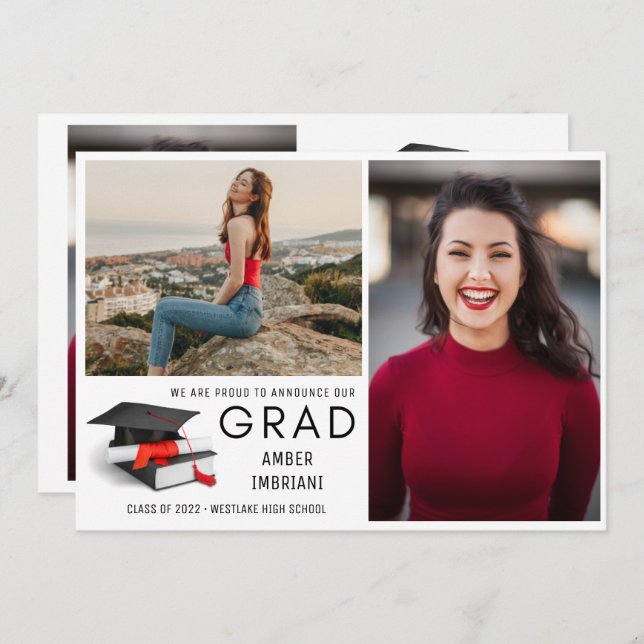 Class of 2022 Three Photo Graduation Announcement (Front/Back)