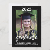 Class of 2023 Black and White Classic Graduation Announcement (Front)