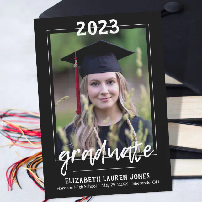 Class of 2023 Black and White Classic Graduation Announcement | Zazzle