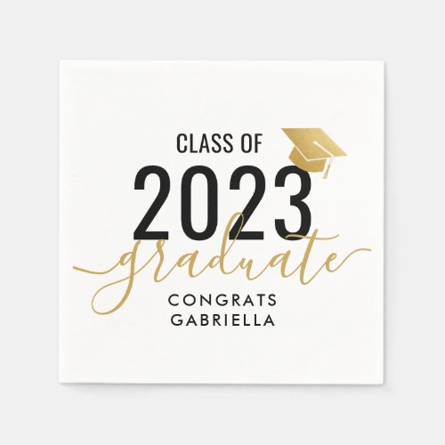 Class of 2023 Black Gold Graduation  Napkins