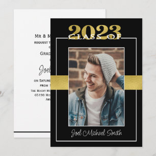 Class of 2023 Black & Gold Graduation Party Invitation