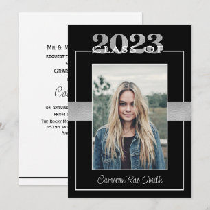 Class of 2023 Black & Silver Graduation Party Invitation