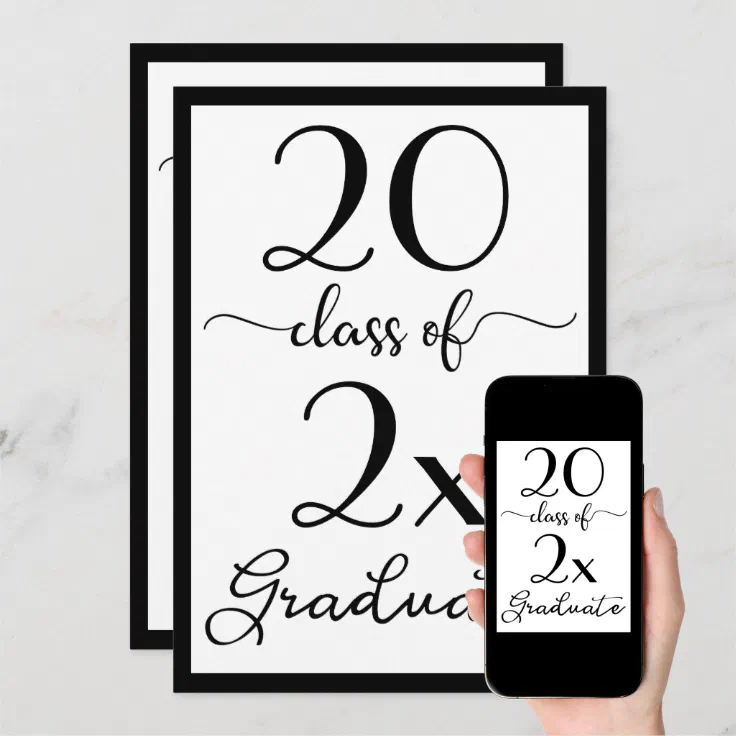 Class Of 2023 Black White Script Graduation Party Invitation Zazzle 0564