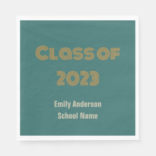 Class of 2023 Blue_Green and Orange Graduation  Napkins