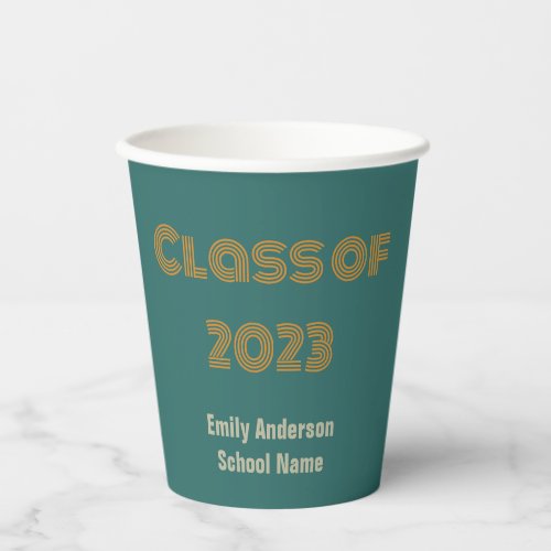 Class of 2023 Blue_Green and Orange Graduation Paper Cups