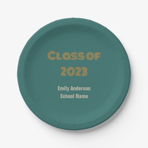 Class of 2023 Blue_Green and Orange Graduation Paper Plates