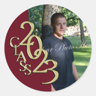Class of 2023 Burgundy and Gold Graduation Classic Classic Round Sticker