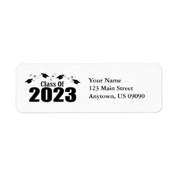 Class Of 2023 Caps And Diplomas (black) Label by WindyCityStationery at Zazzle
