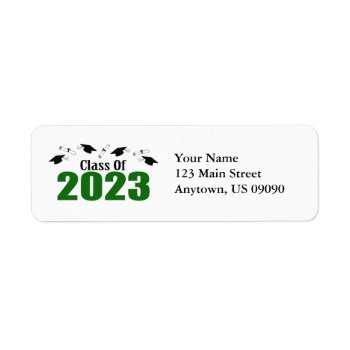 Class Of 2023 Caps And Diplomas (green) Label by WindyCityStationery at Zazzle