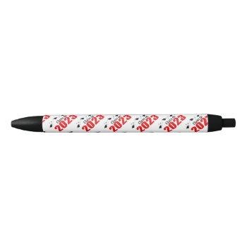 Class Of 2023 Caps And Diplomas (red) Black Ink Pen by LushLaundry at Zazzle