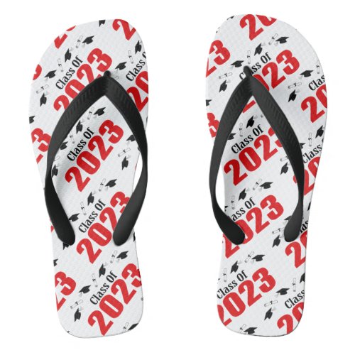 Class Of 2023 Caps And Diplomas Red Flip Flops