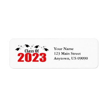 Class Of 2023 Caps And Diplomas (red) Label by WindyCityStationery at Zazzle