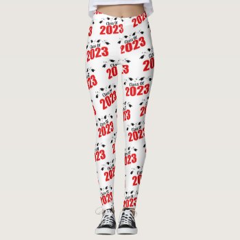 Class Of 2023 Caps And Diplomas (red) Leggings by LushLaundry at Zazzle
