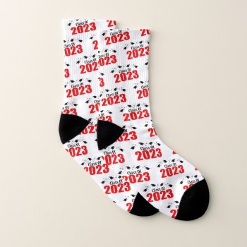 Class Of 2023 Caps And Diplomas (red) Socks by LushLaundry at Zazzle