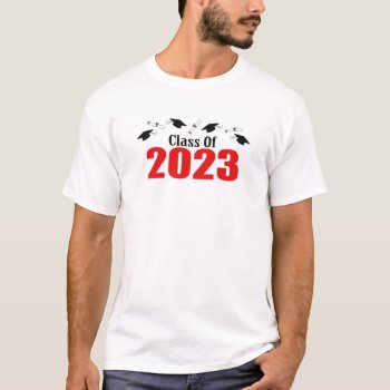 Class Of 2023 Caps And Diplomas (red) T-shirt by LushLaundry at Zazzle