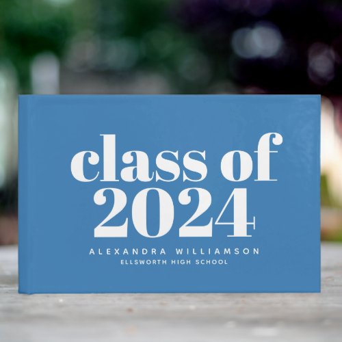 Class of 2023 Chic Blue Minimalist Personalized   Guest Book