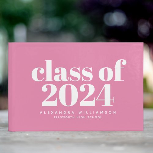 Class of 2023 Cute Modern Pink Personalized   Guest Book
