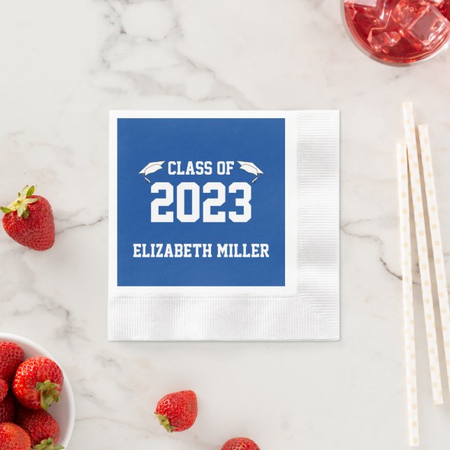 Class of 2023 Deep Blue and White Graduation  Napkins (Insitu)