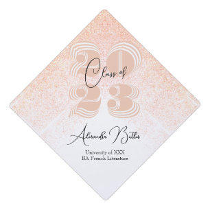 Class of 2023 Dusty Pink Peach Confetti Tassel Graduation Cap Topper