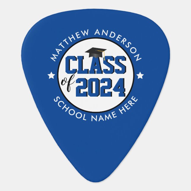 Class of 2023 Elegant Blue Graduate Graduation Guitar Pick (Front)