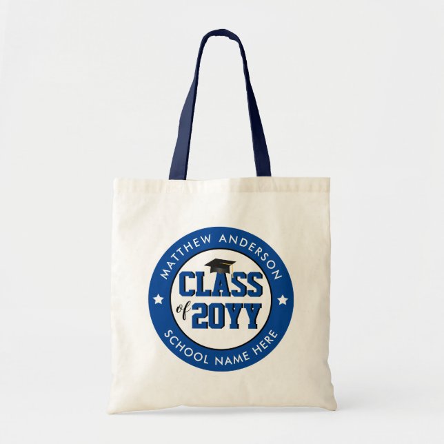 Class of 2023 Elegant Blue Graduate Graduation Tote Bag (Front)
