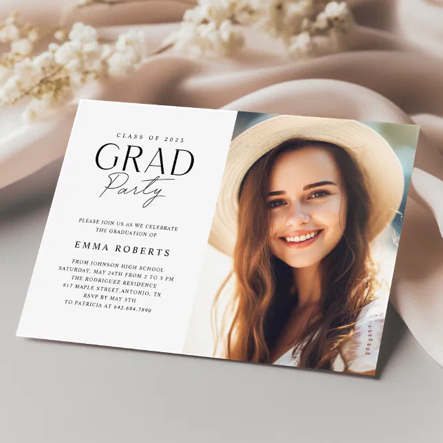 Class of 2023 Elegant Photo College Graduation Invitation | Zazzle