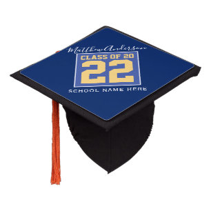 Class of 2023 Elegant Royal Blue & Gold Graduate Graduation Cap Topper