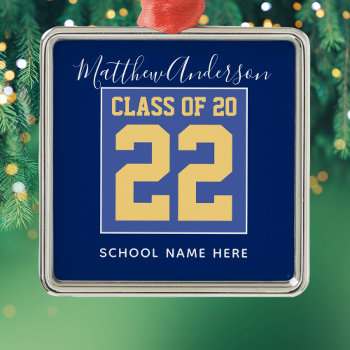 Class Of 2023 Elegant Royal Blue & Gold Graduation Metal Ornament by littleteapotdesigns at Zazzle