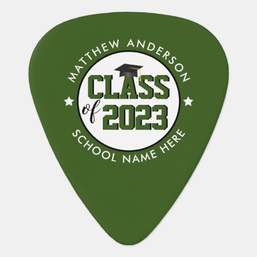 Class of 2023 Forest Green Graduate Graduation Guitar Pick