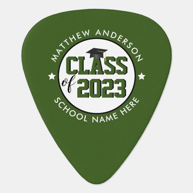 Class of 2023 Forest Green Graduate Graduation Guitar Pick (Front)