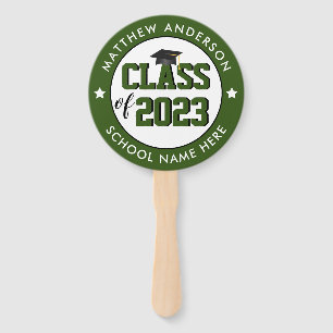 Class of 2023 Forest Green Graduation Party Hand Fan