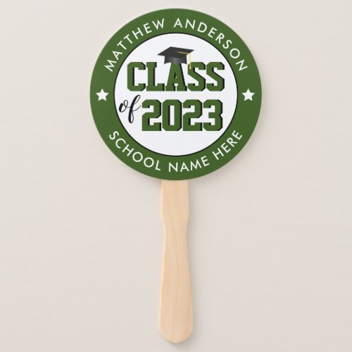 Class of 2023 Forest Green Graduation Party Hand Fan