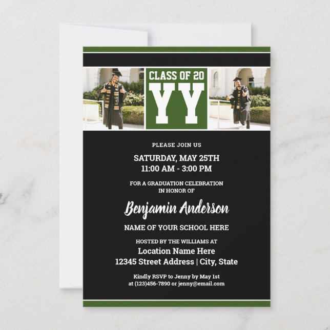 Class of 2023 Forest Green Graduation Photo Invitation (Front)